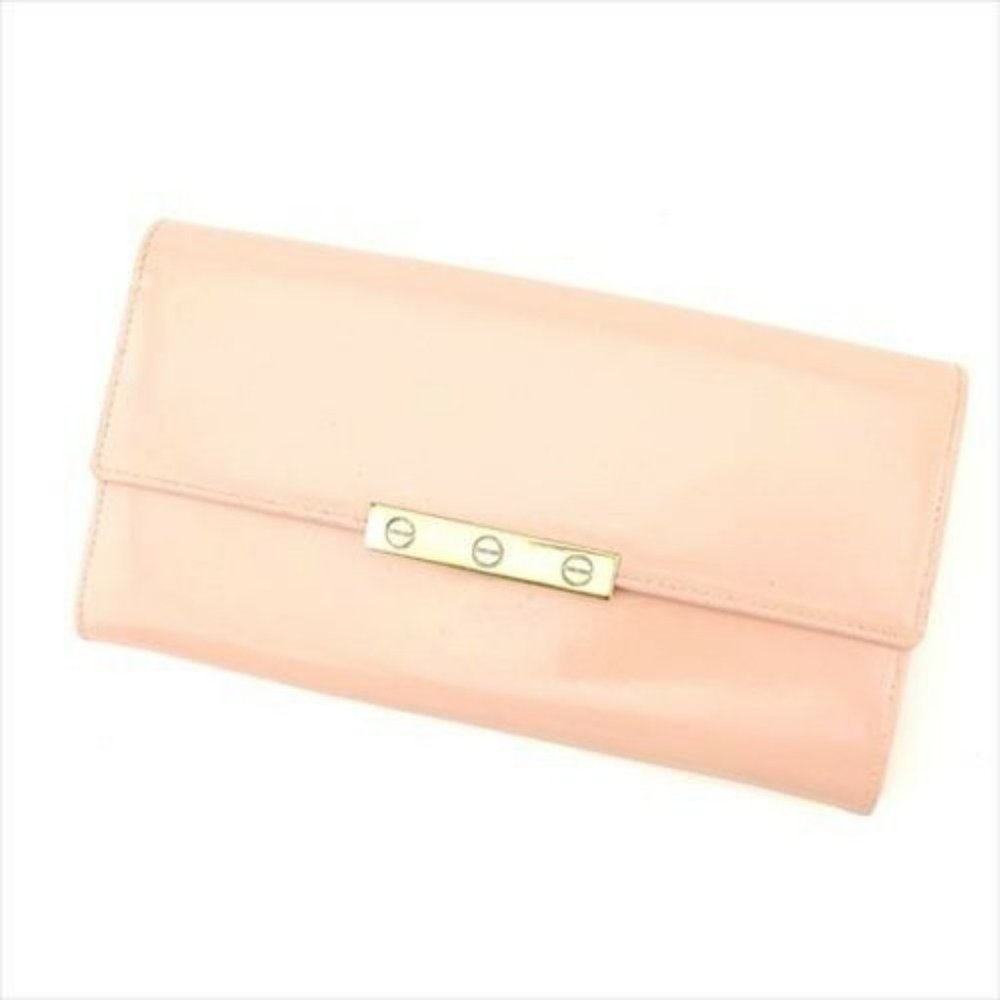 Cartier Wallet Purse Long Wallet Pink leather Woman Authentic Used T7679